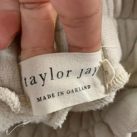 Taylor Jay S Pull On Wide Leg Cropped Sweatpants Lounge Culotte Beige - Picture 3 of 11